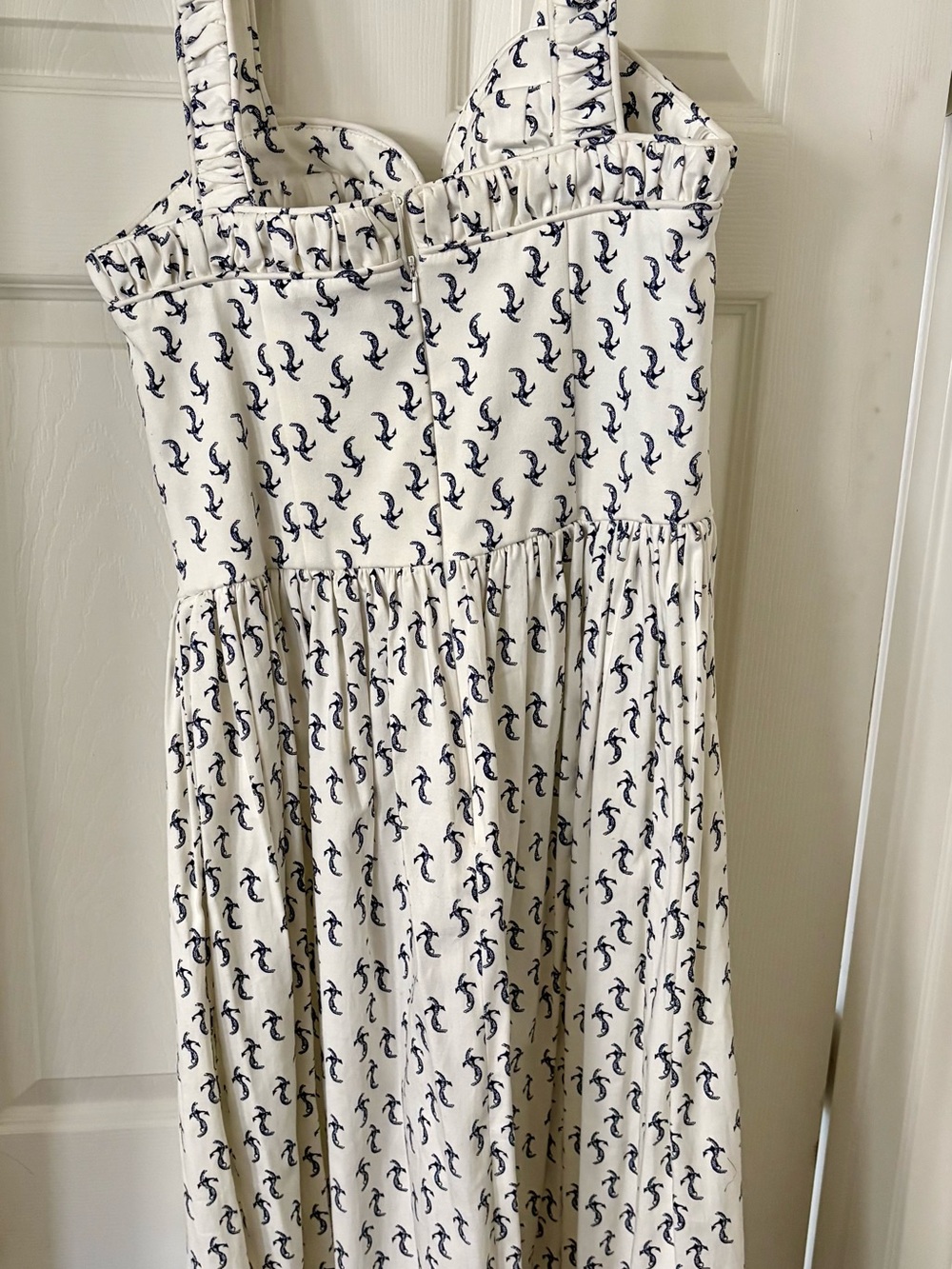 Unique Vintage White  Sundress with Navy Anchor Print - Picture 4 of 7